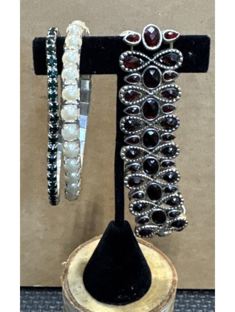 Vintage Fashion Jewelry Bracelet Lot 3 of Rhinestone Faux Pearl | Expandable